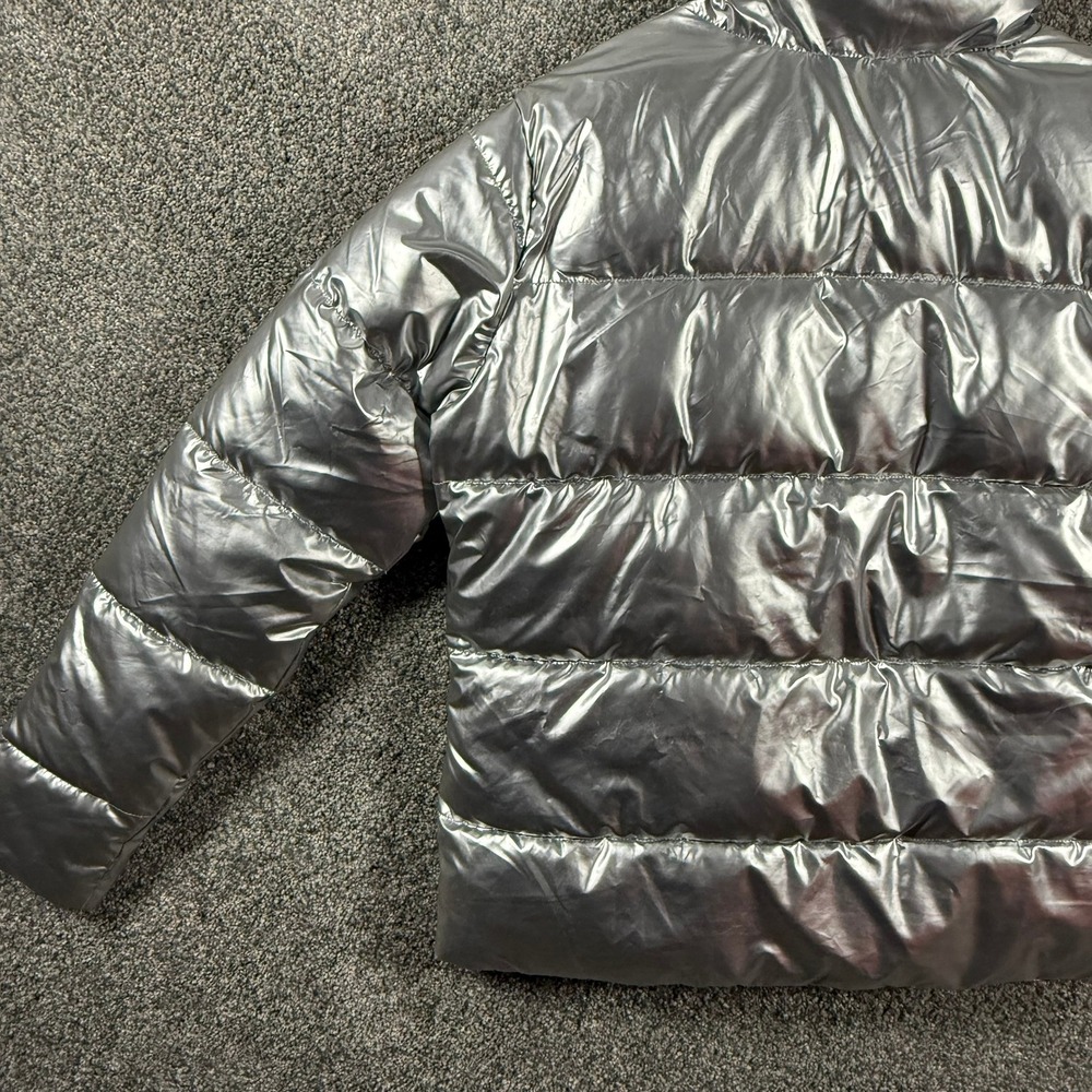 Boulder Gear Silver Metallic Puffer Jacket Faux Fur Lined Women's Large Coat - Picture 8 of 13